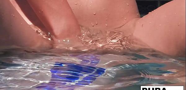 Kristina Rose plays with her coochie in the pool